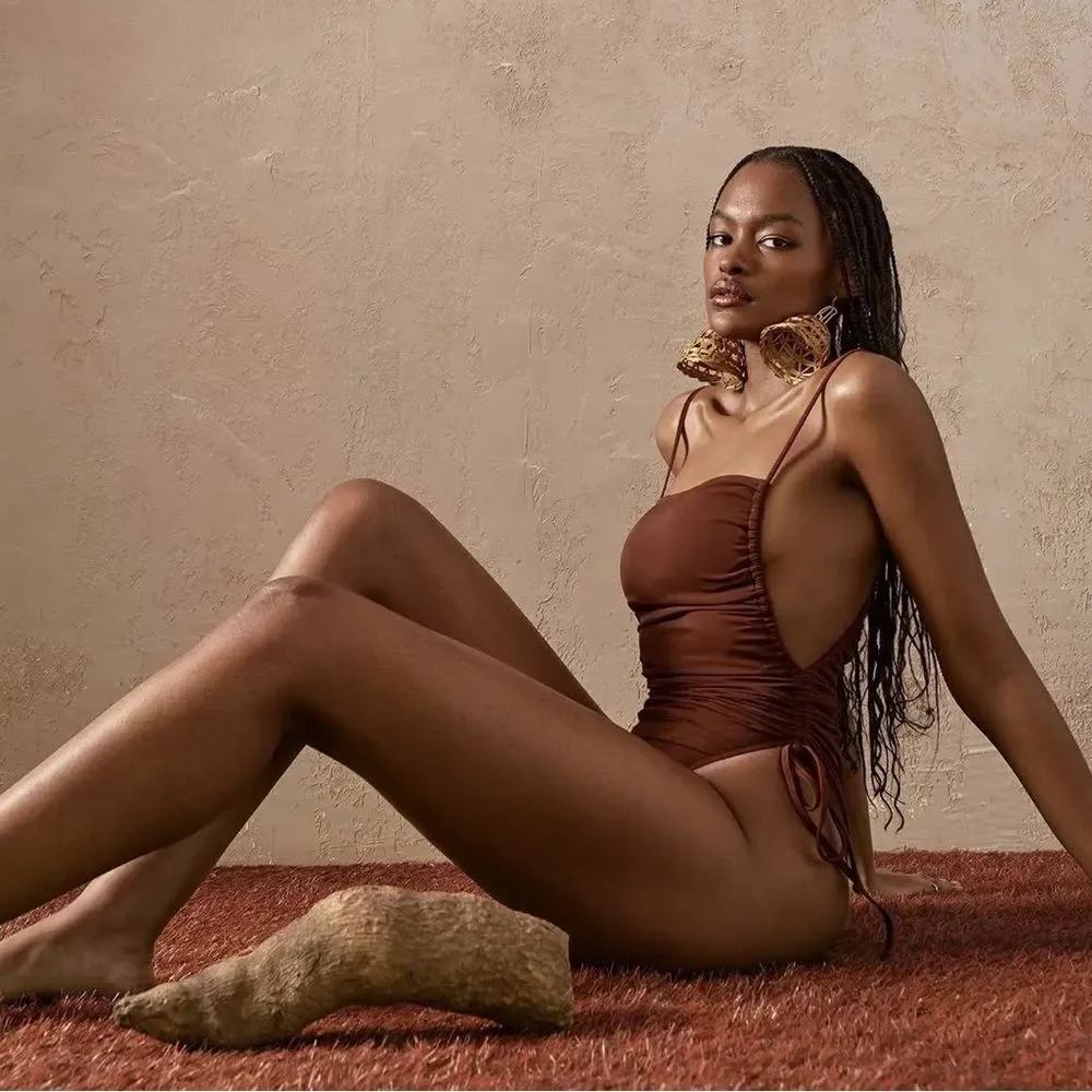 Andrea Iyamah Adan One Piece Swimsuit Cocoa Brown Size XS (US 4-6)